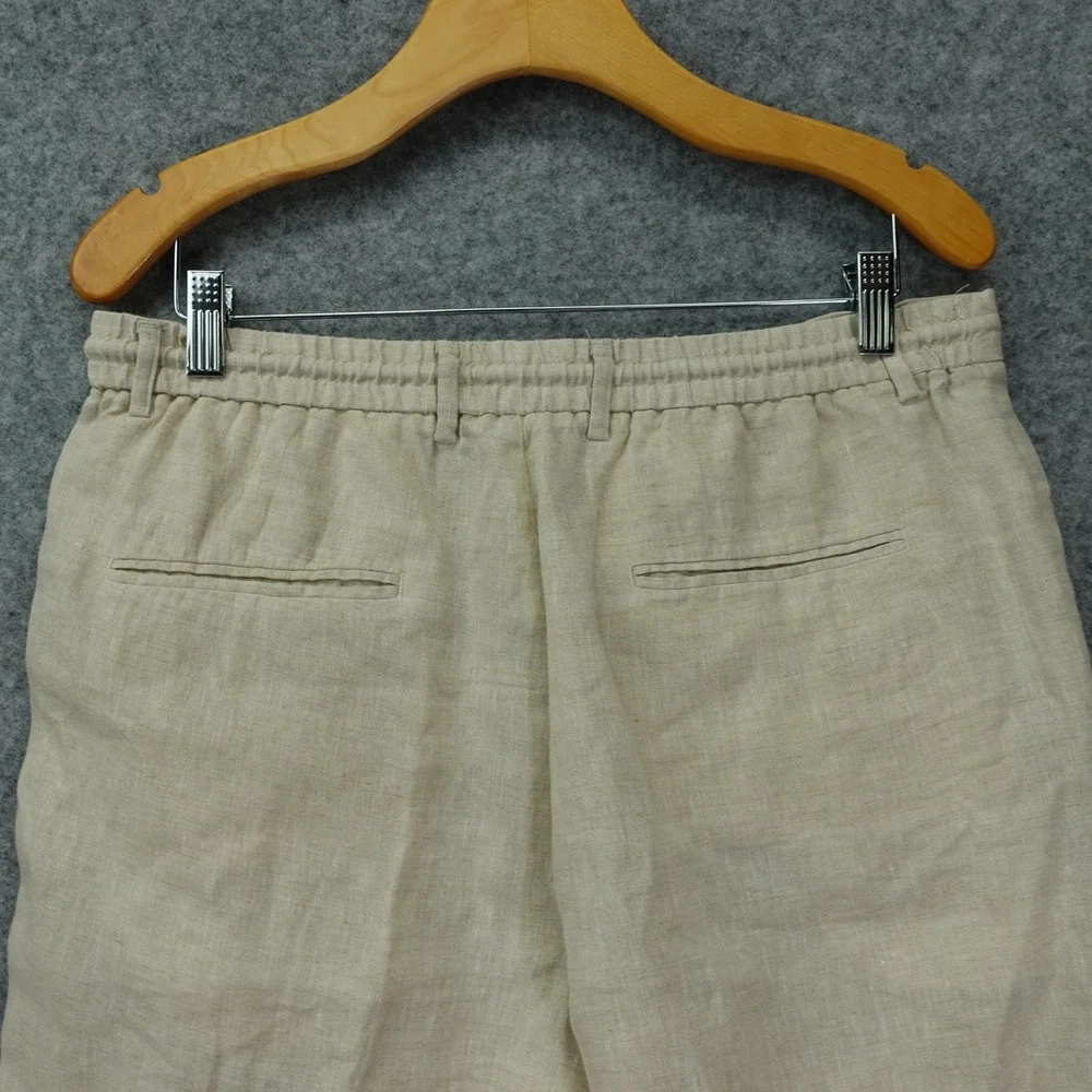ZARA Linen Pants Mens L Cream White Neutral Flax Summer Coastal Workwear 34x30